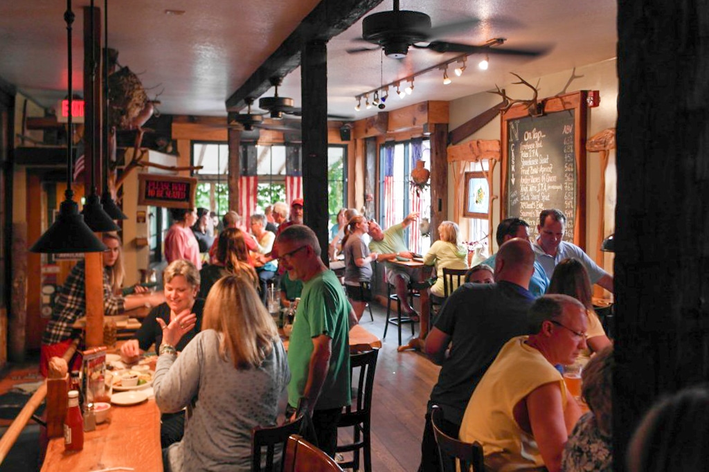 North Country Brewing in Slippery Rock, Pennsylvania. North Country Brewery is in a historic building from the 1800s that serves locally sourced food with a wide selection of beers. 